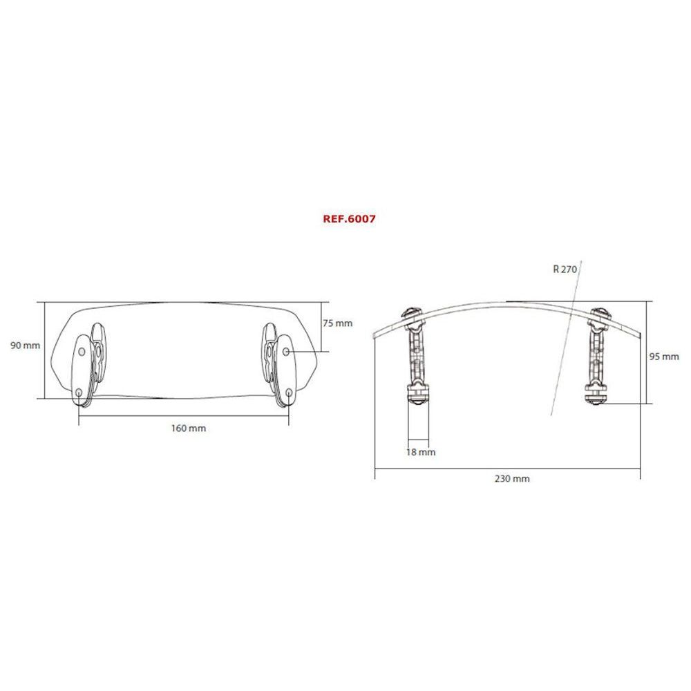 Fixation fenêtre réglable transparente modèle Puig variable (perçage) 230x90mm
