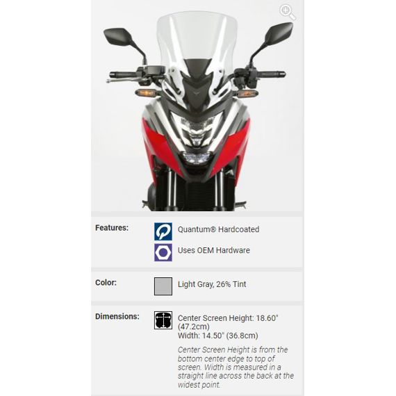 Pare-brise de remplacement modèle VStream Mid National Cycle Honda NC750X '21-