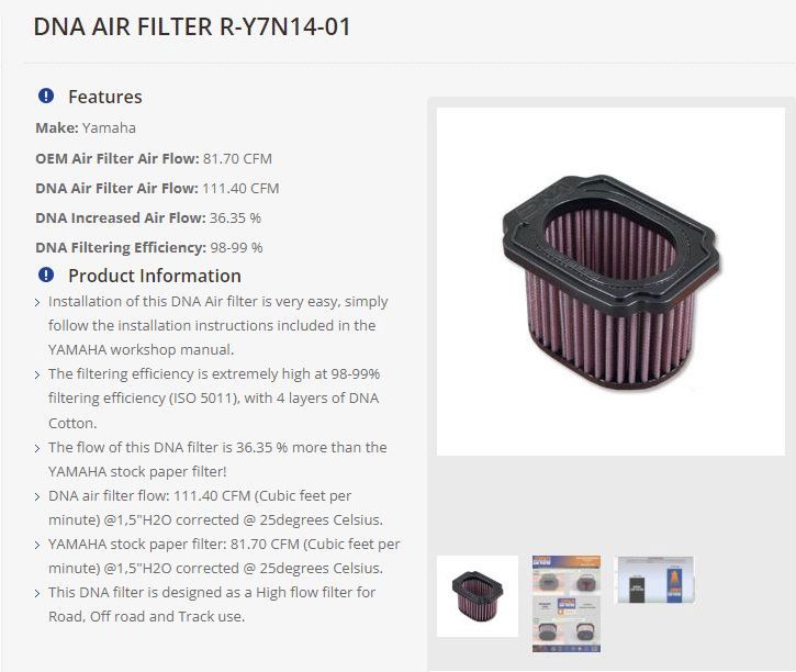Filtre DNA haute performance YAMAHA MT-07 / XSR / Tracer 7 / XTZ / R7
