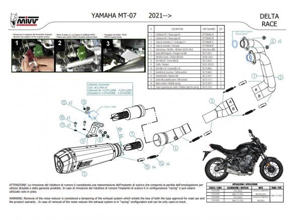 ECHAPPEMENT COMPLET 2x1 MIVV DELTA RACE NOIR ACIER CARBONE YAMAHA MT-07 / FZ-07 2021-2024