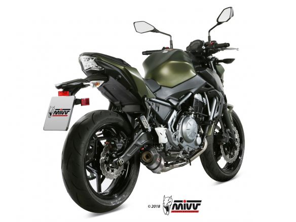 ECHAPPEMENT COMPLET 2x1 MIVV OVALE TITANE CARBONE KAWASAKI Z650 2017-2023