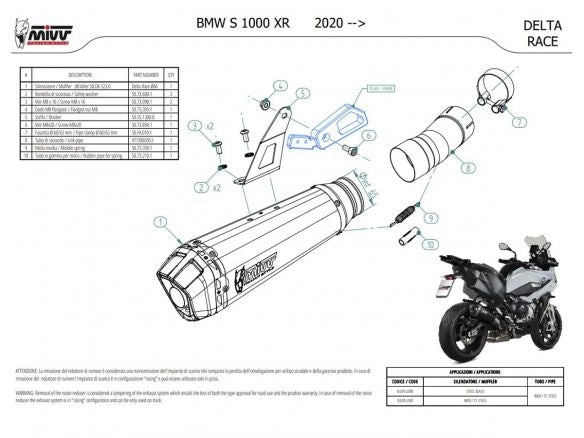 SILENCIEUX MIVV DELTA RACE ACIER NOIR CARBONE BMW S 1000 XR 2020-2024