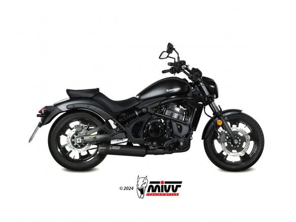 Ligne d'échappement complète MIVV HR-1 en acier inoxydable noir longue pour Kawasaki VULCAN 650 S 2017-2023