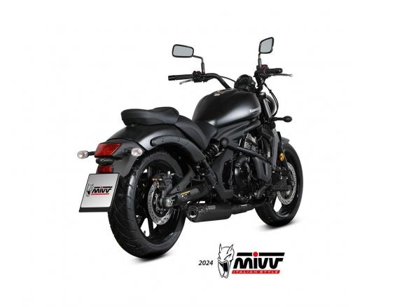 Ligne d'échappement complète MIVV HR-1 en acier inoxydable noir longue pour Kawasaki VULCAN 650 S 2017-2023