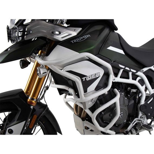Pare-choc de réservoir (protection de réservoir) blanc Hepco&amp;Becker Triumph Tiger 900 Rally / GT / Pro '20-