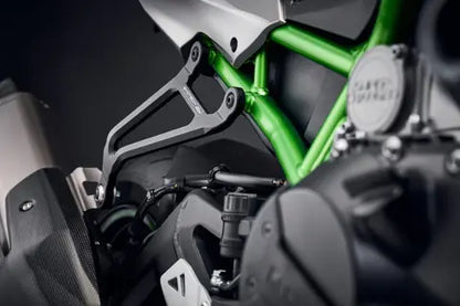 Support d'échappement avec plaque de recouvrement noir Evotech Performance Kawasaki Z H2 '20-