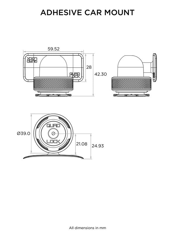 Support de téléphone pour tableau de bord QUAD LOCK MAG