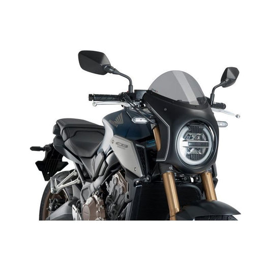 Carénage de direction modèle rétro noir avec diamant Puig Honda CB650R '19- / CB1000R '18- -légèrement teinté