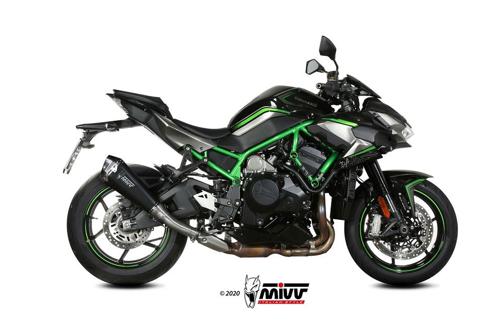 Silencieux MIVV Delta Race en acier inoxydable noir Kawasaki Z H2 '20-