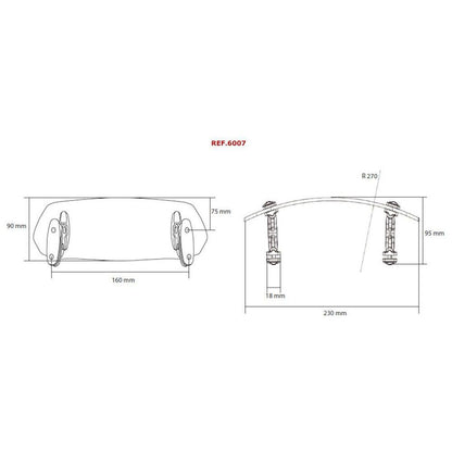 Fixation fenêtre réglable transparente modèle Puig variable (perçage) 230x90mm
