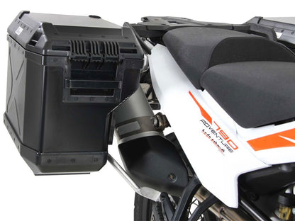 Ensemble de valises Hepco&amp;Becker 'Cutout' avec porte-bagages en acier inoxydable et valises Xplorer BLACK KTM 890 Adventure '21-
