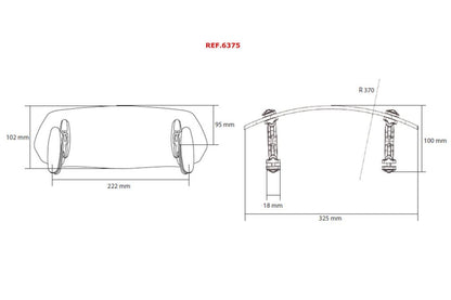Fixation pour vitre teintée modèle Clip-On Puig (pinces) 325x102mm