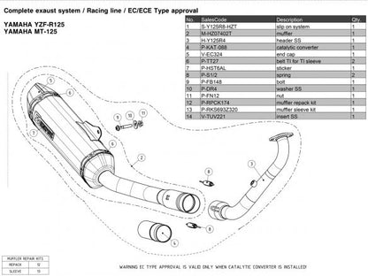 Ligne d'échappement complète Akrapovic Titane Carbone pour Yamaha MT-125 2021-2024 