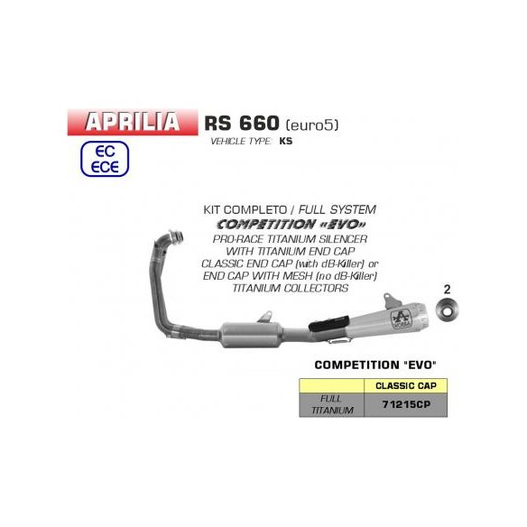 Pot d'échappement Arrow Complete Competition EVO Titane pour Aprilia RS 660 (2020-2023)
