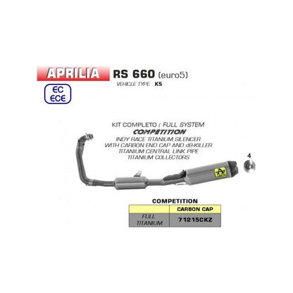 Pot d'échappement Arrow Complete Racing Competition Titane Carbone pour Aprilia RS 660 (2020-2023)