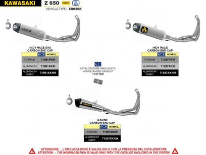 Ligne complète ARROW DARK ALUMINIUM INDY RACE pour Kawasaki Z 650 / Ninja 650 2021-2023 