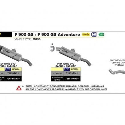 SILENCIEUX ARROW INDY RACE EVO TITANE INOX BMW F 900 GS / ADVENTURE 2024 