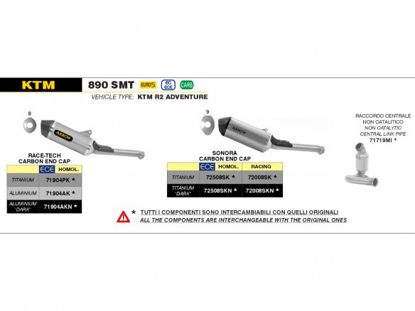SILENCIEUX ARROW SONORA TITANE CARBONE KTM 890 ADVENTURE / R / SMT 2021-2024 