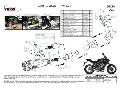 ECHAPPEMENT COMPLET 2x1 MIVV DELTA RACE NOIR ACIER CARBONE YAMAHA MT-07 / FZ-07 2021-2024