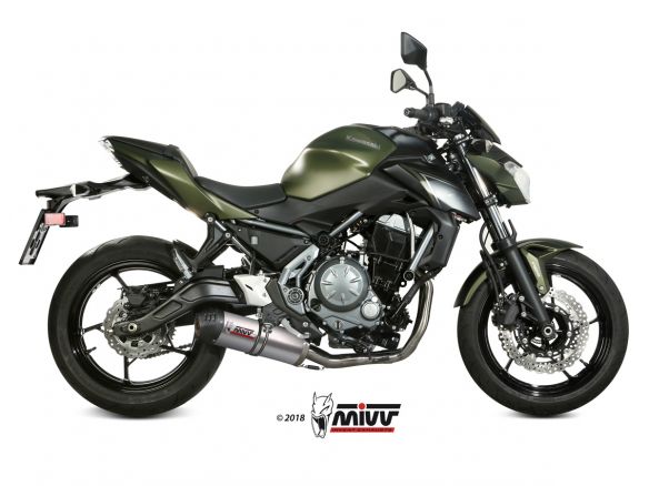 ECHAPPEMENT COMPLET 2x1 MIVV OVALE TITANE CARBONE KAWASAKI Z650 2017-2023 