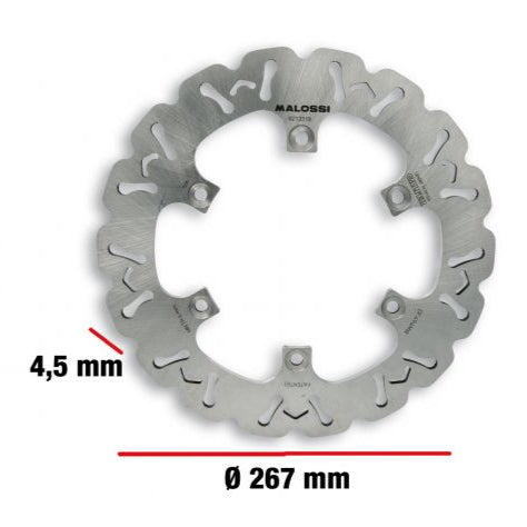 Disque de frein MALOSSI WHOOP DISC DIAM. EXTERNE 267 - ÉPAISSEUR 4,5 MM YAMAHA T MAX 500 IE 4T LC 2004-2007