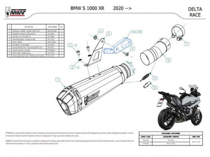 SILENCIEUX MIVV DELTA RACE ACIER NOIR CARBONE BMW S 1000 XR 2020-2024 