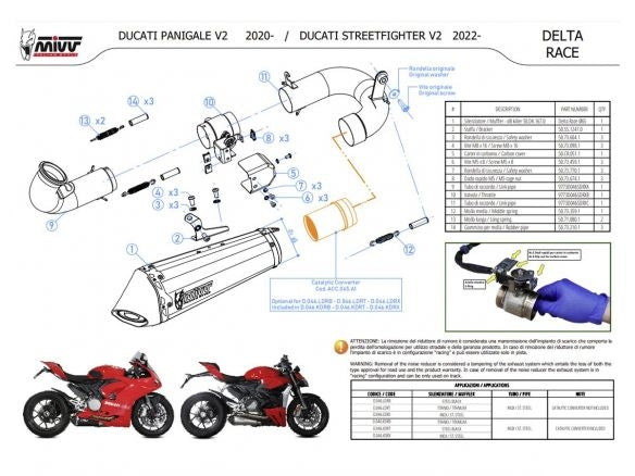 SILENCIEUX MIVV DELTA RACE ACIER NOIR CARBONE DUCATI STREETFIGHTER V2 2022-2024 