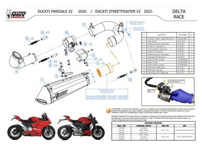 SILENCIEUX MIVV DELTA RACE ACIER NOIR CARBONE DUCATI STREETFIGHTER V2 2022-2024 