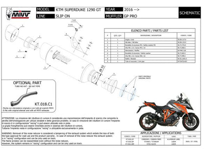 SILENCIEUX MIVV GP PRO CARBONE KTM 1290 SUPER DUKE GT 2016-2024 
